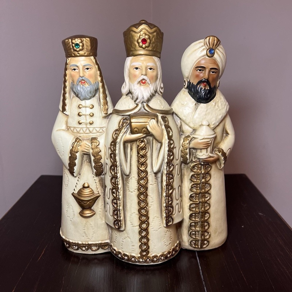 Vintage Christmas 3 Wise men Music Box   Nativity Set Working Plays Music Japan